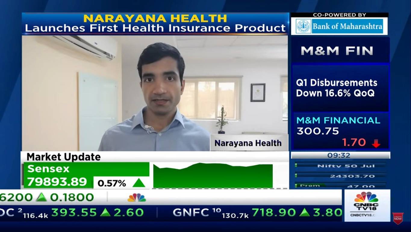 NH is being covered on CNBC-TV18 Headline: “Narayana Health launches first health insurance product”