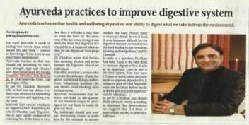Headline: Ayurveda practices to improve digestive system article indicating expert-written content